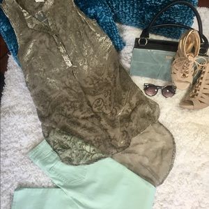 Knox Rose Long Sheer Sleeveless Dark Grey Top XS